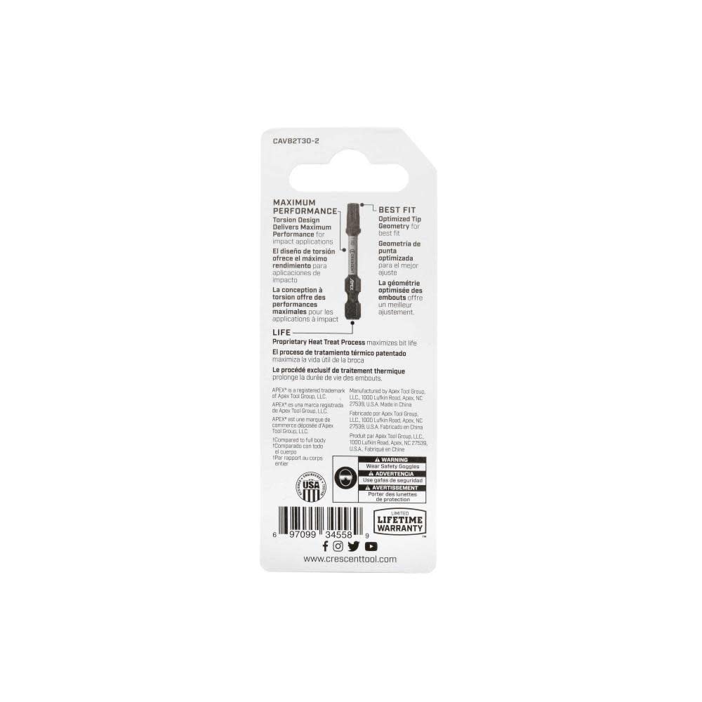 Bit,Vortex,APEX 2" T30,2Pk (CAVB2T30-2)
