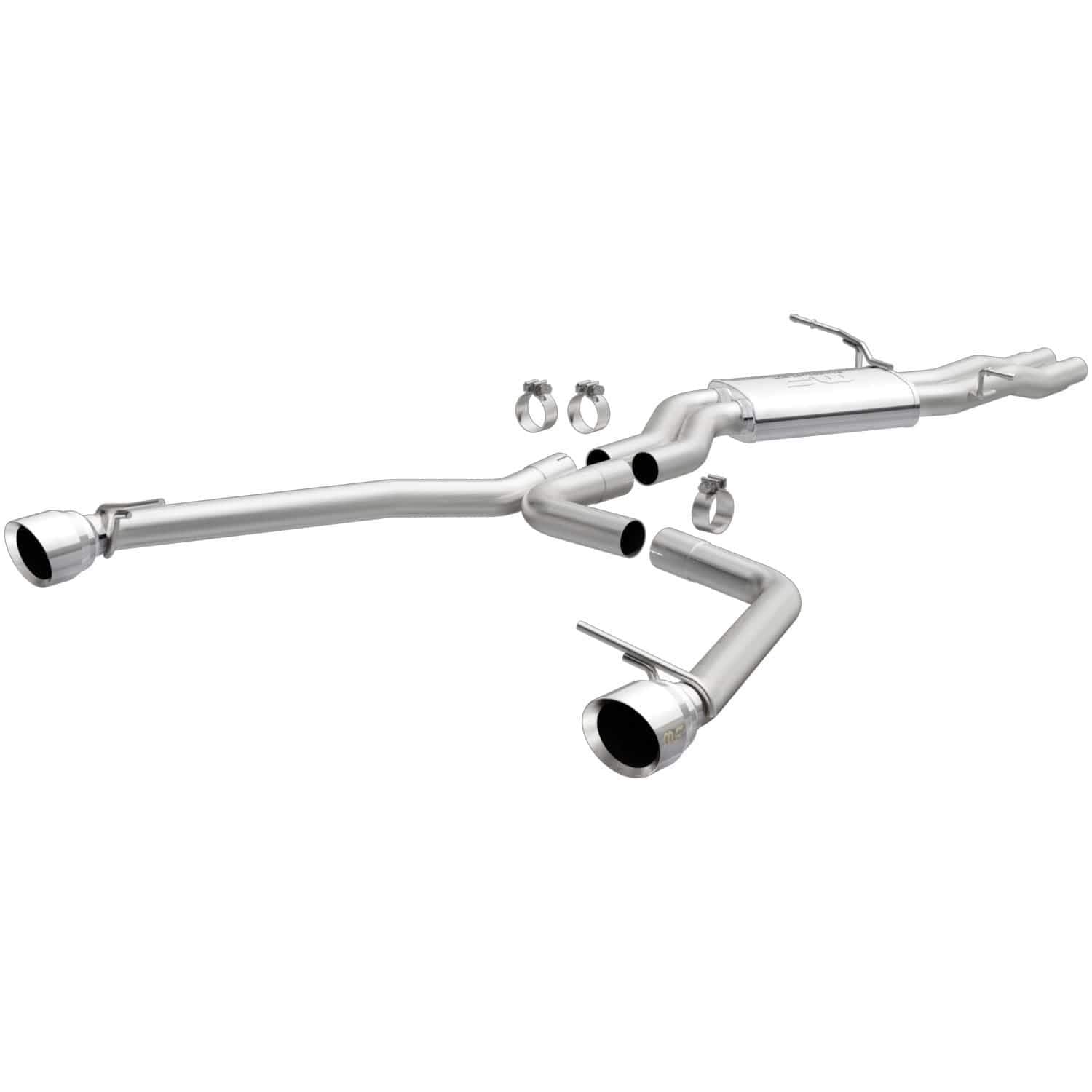 Cat-Back MagnaFlow Performance Exhaust System 15378 - Street Series, Stainless Steel 2.5in Main Piping, Dual Split Rear Exit, Polished Finish 4.5in Exhaust Tip - Q5 Performance Exhaust Kit