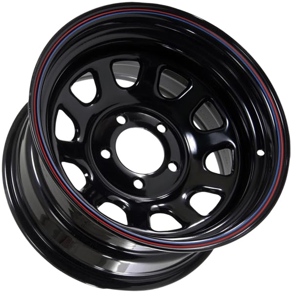 AR767 American Racing Custom Wheels Gloss Black Wheel With Red And Blue Strip 16x7 Inch and 5x127mm and 0mm Offset