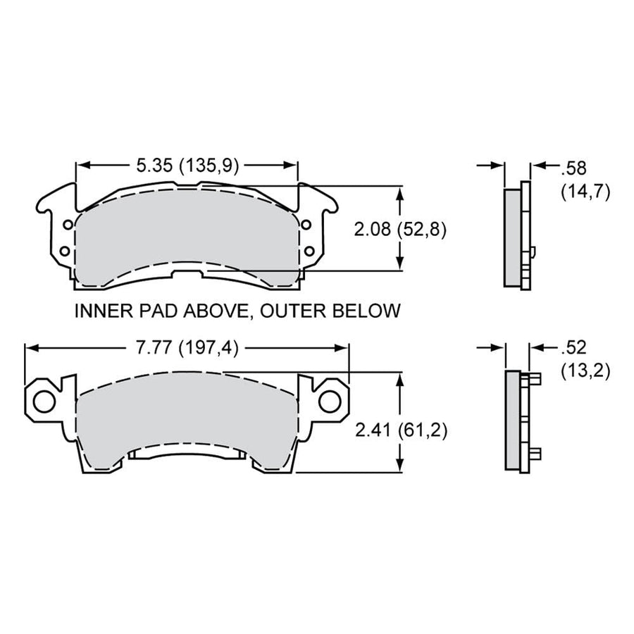Dynapro 15Q-10144K Wilwood Aluminum Rotor Brake Pad Set - 4 Piece