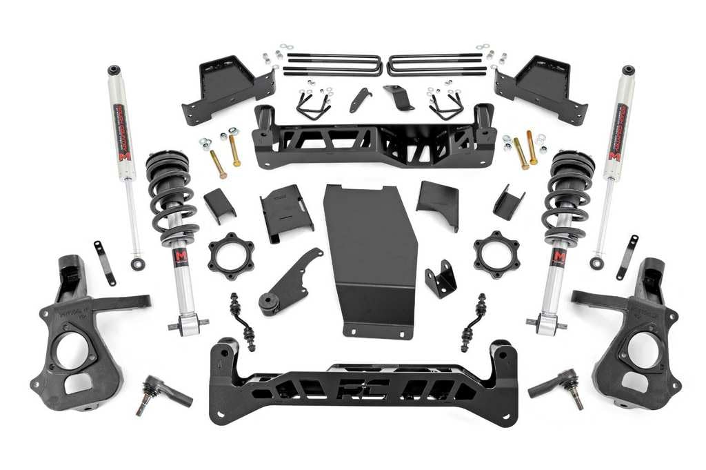 Rough Country 7" Lift Kit with M1 Struts & M1 Shocks for Chevy Silverado & GMC Sierra 1500 (2014-2018 w/Stock Control Arms Cast Steel)