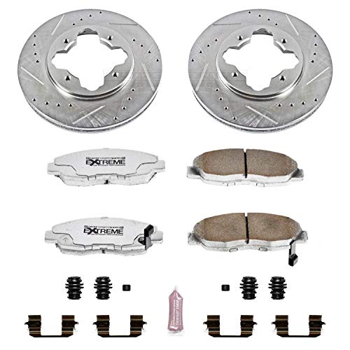 Power Stop K697-26 Z26 Front Carbon Fiber Brake Pads with Drilled & Slotted Brake Rotors Kit For Acura CL 1997, Honda Accord 1990-1997 [Model Specific]