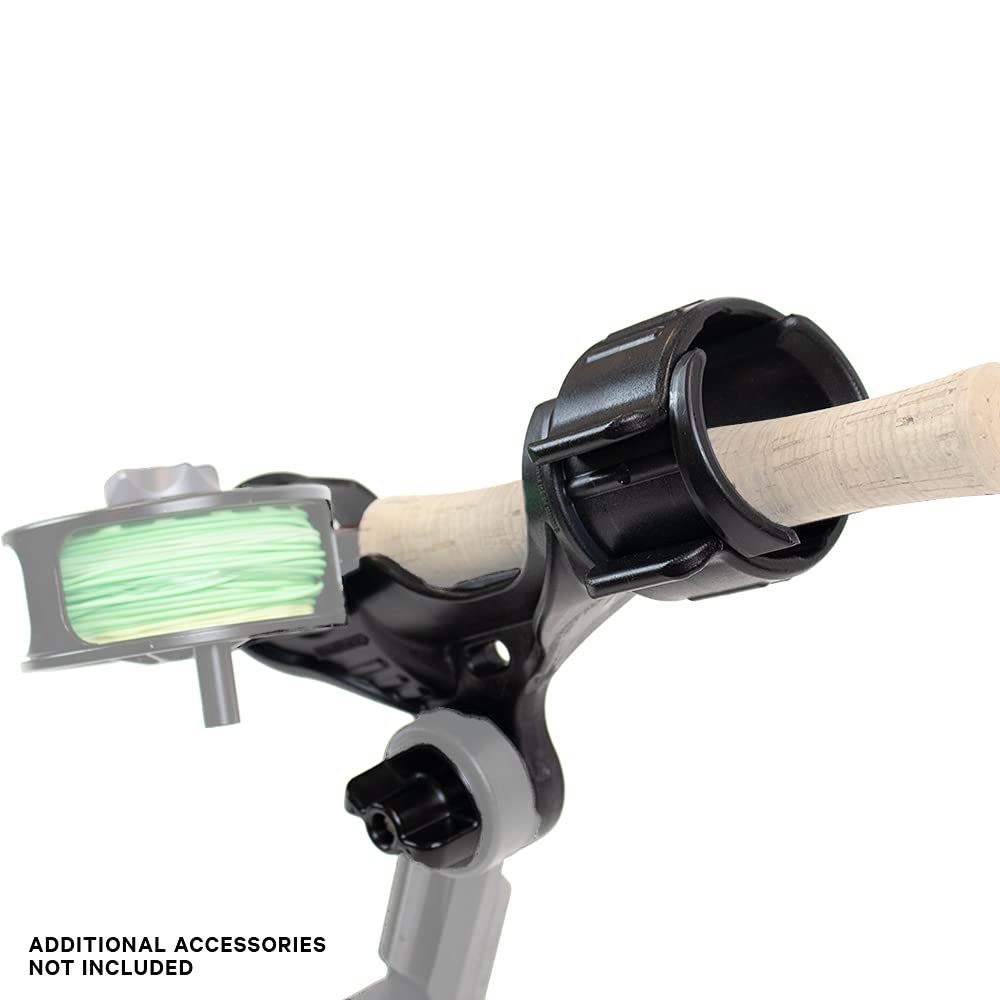 YakAttack Rod Holder Omega | Track Mount Fishing Rod Holder for Kayak & Boat | Compatible with Spinning, Casting, Fly Reels | LockNLoad System | Adjustable & Secure | Kayak Track Mount Accessories