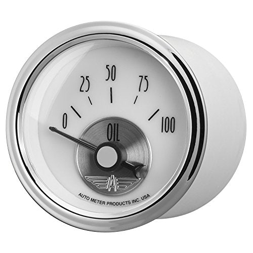 2-1/16" Electric Oil Pressure Gauge Auto Meter 2026 Prestige Pearl (0-100 PSI, 52.4mm)