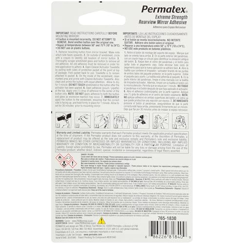 Permatex 81840 Rearview Mirror Extreme Profressional Strength Adhesive Kit , White