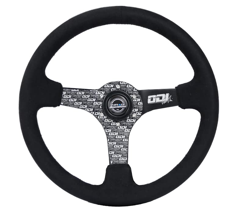 NRG Innovations Reinforced NRG-RST-036MB-ODI Steering Wheel, 3" Deep, 5 mm Spoke with Solid Spokes, Finish Solid Spokes Wrapped in Micro Fiber Finish