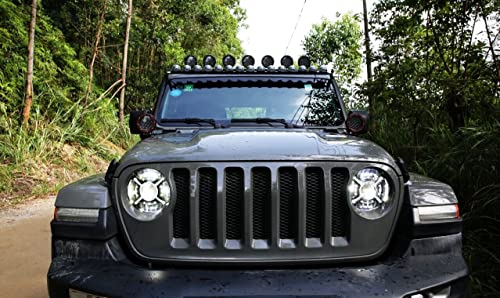 Headlight Race Sport Lighting Conversion Kit Fit 9 Inch Jeep JL Gladiator Adjustable Angle Beam 108-Watt RGB RS9JLAAH-RGB