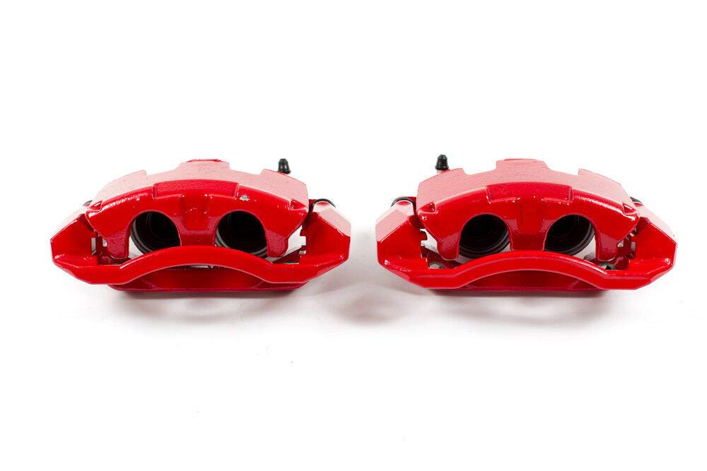 Power Stop S5054 Pair of Front High-Temp Red Powder Coated Calipers For 2007 - 2009 Chrysler Aspen | 2007 - 2009 Dodge Durango | 2009 - 2018 Ram 1500 [5 Lug] | 2019 - 2021 Ram 1500 Classic