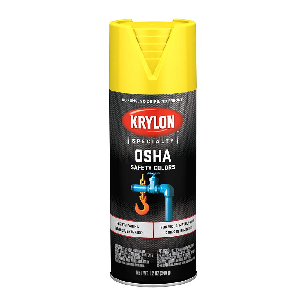 Krylon Specialty Caution OSHA Color Spray Paint, 12 oz, Yellow