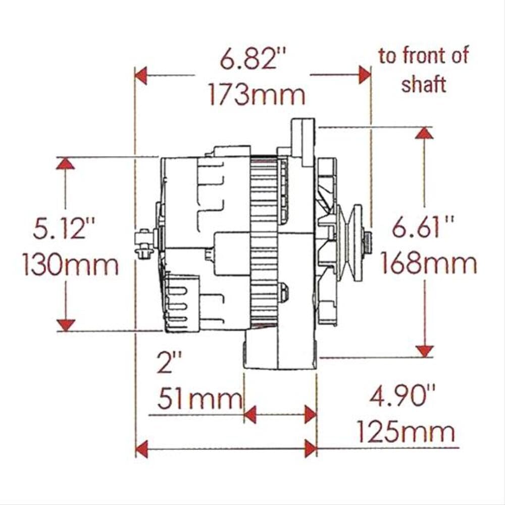 Alt GM CS130 Powermaster Black 140A 6 grv Pulley Str MTG 6.61" 1-Wire or OE Hookup