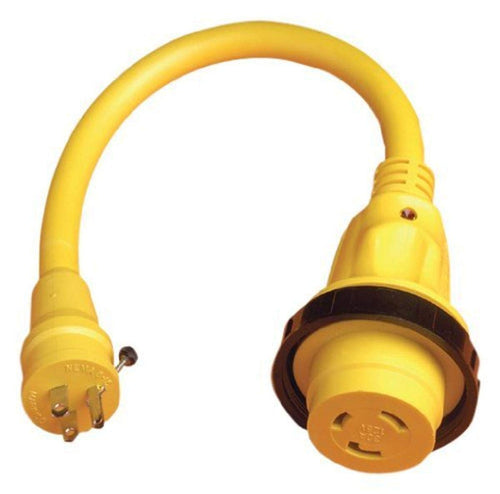 104SPPRV ParkPower by Marinco Pigtail Adapter, 30A / 125V Locking Connector & 15A / 125V Straight Blade with Locking Screw Male Plug