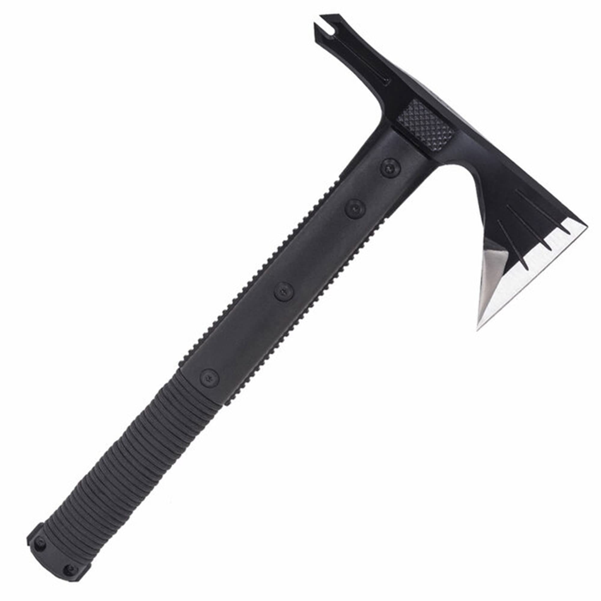 SOG Survival Hawk - Tactical Outdoor Specialty Hatchet, Fire Starter, Nail Puller, Hammer, Multi-Purpose Blade with Reflective Paracord Wrapped Handle (SK1001-CP),Black