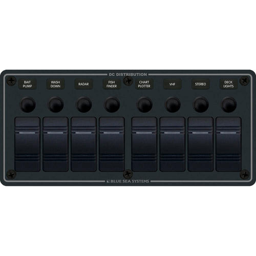 Water Resistant Blue Sea Systems 8371 Circuit Breaker Panel 8 Position-Black