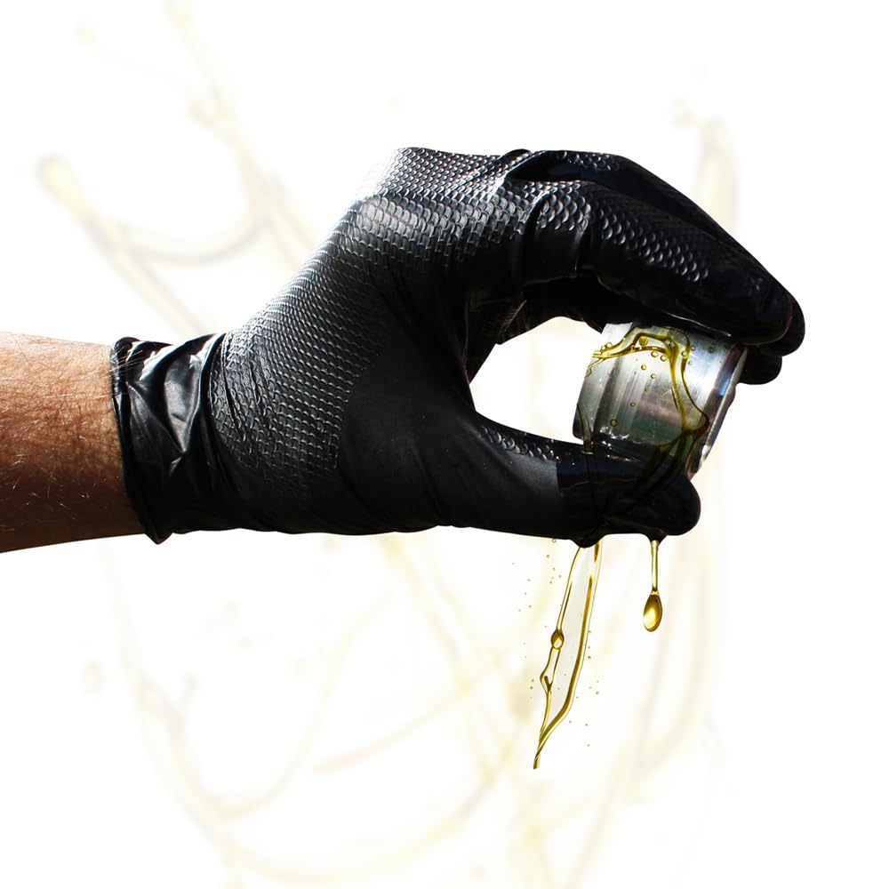 Grippaz PIP Skins 6 Mil Nitrile 9.5" Disposable Gloves 50-Pack, Fish Scale Grip, Chemical & Oil Resistant, Black, Small (67-246/S)