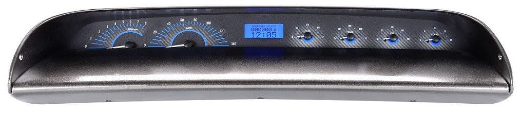 Dakota Digital VHX-63C-IMP-C-B Analog Dash Gauge System Compatible with 1963-64 Chevy Impala Carbon Fiber Style Blue Backlighting