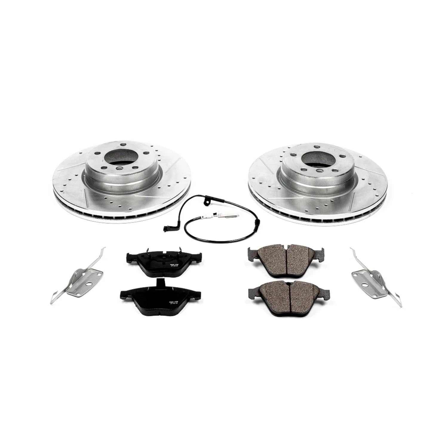 Power Stop K2110 Z23 Carbon Fiber Brake Pads Front with Drilled & Slotted Brake Rotors Kit For BMW 525i, 525xi, 528i, 528i xDrive, 5, 530i, 530xi, 535i xDrive, 5 [Model Specific]
