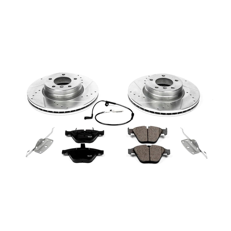 Power Stop K2110 Z23 Carbon Fiber Brake Pads Front with Drilled & Slotted Brake Rotors Kit For BMW 525i, 525xi, 528i, 528i xDrive, 5, 530i, 530xi, 535i xDrive, 5 [Model Specific]