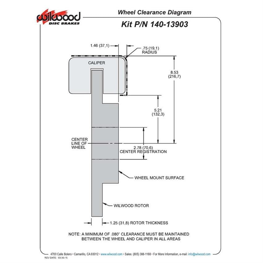 Wilwood Front Hat Kit AERO6 15.00 97-04 Corvette C5/Z06 05-13 C6