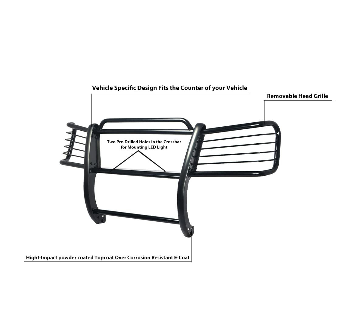 Bumper Guard Black Horse Grille brush Modular Black Compatible with 2002-2009 Chevrolet Trailblazer|2002-2006 Chevrolet Trailblazer EXT-17GK26MA