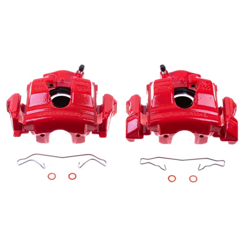 Power Stop Pair of High-Temp Red Powder Coated Front Calipers For Mercedes-Benz C230, Mercedes-Benz C280, Mercedes-Benz E300, Mercedes-Benz SLK230 [Model Specific]