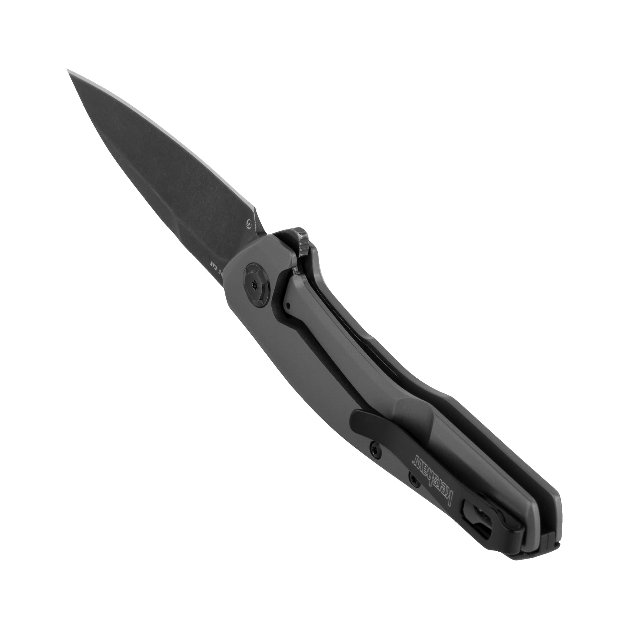Kershaw Pocket Knife Sanctum, Gray Design, 2.98 Inch Stainless Steel Wharncliffe Blade, EDC with Assisted Opening, Reversible Deep Carry, Everyday Carry Pocket Knife for Men and Women