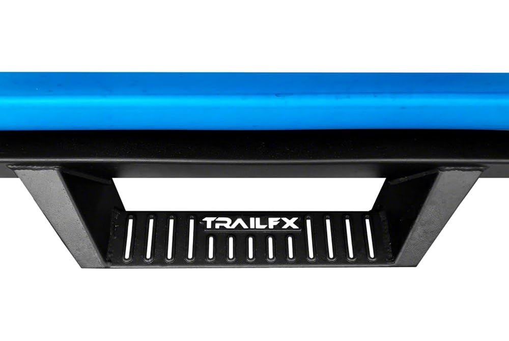 TrailFX Drop Down Steps Nerf Bars with Hoop for Chevrolet Silverado 1500 Double Cab 2020-2025 Matte Black Powder Coated Steel Rocker Panel Mount TrailFX DHS005B