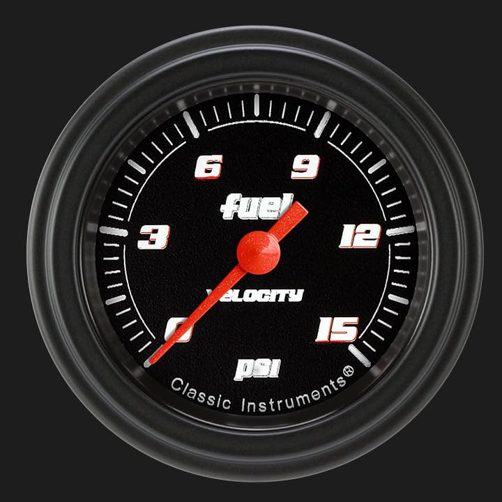 Velocity Classic Instruments Black VS145BBLF 2-1/8" Fuel Pressure Gauge 15 PSI Electric