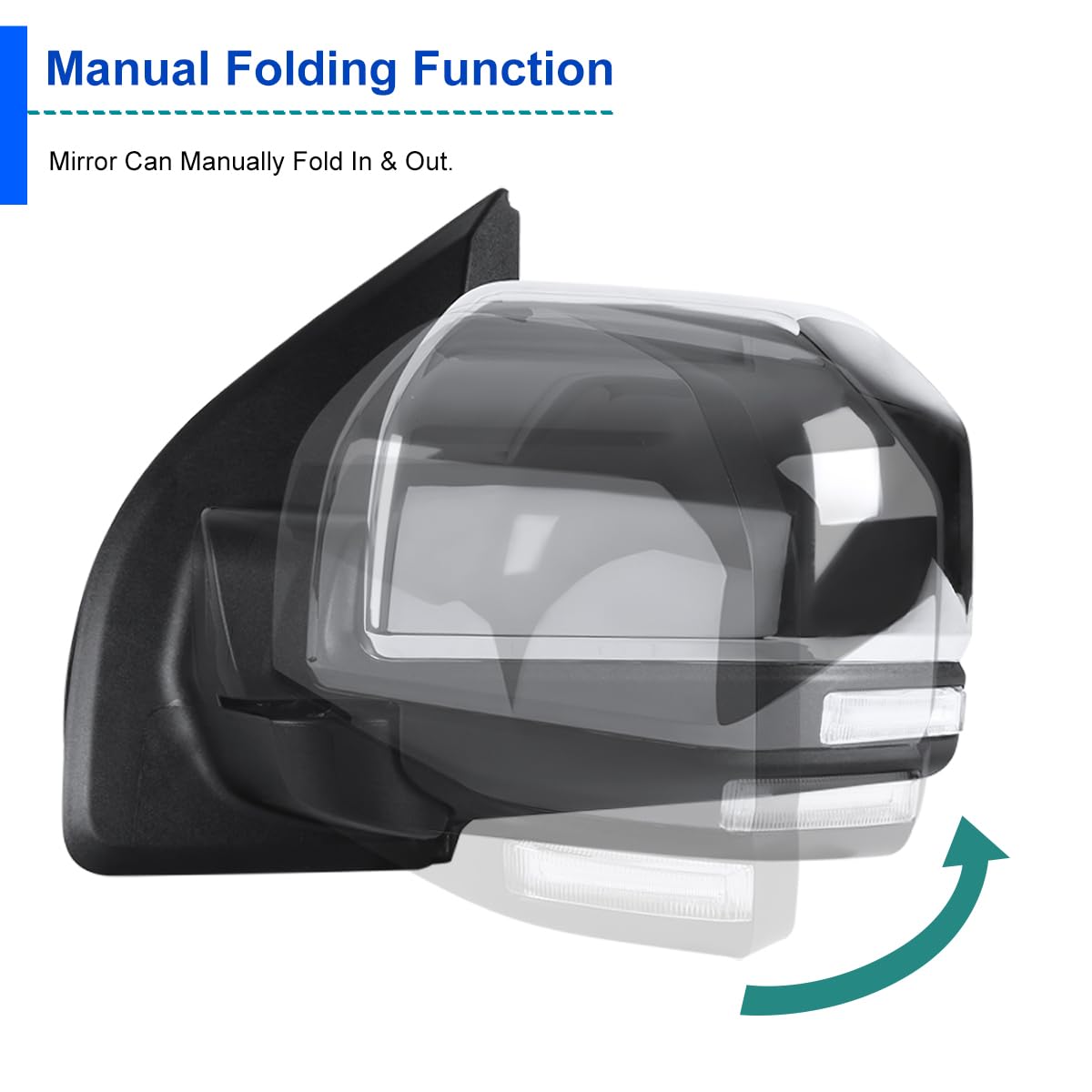 Chrome Spec-D Tuning Power + Heated + LED Turn Signal Left Driver Side Mirror Compatible with 2015-2020 Ford F150 F-150
