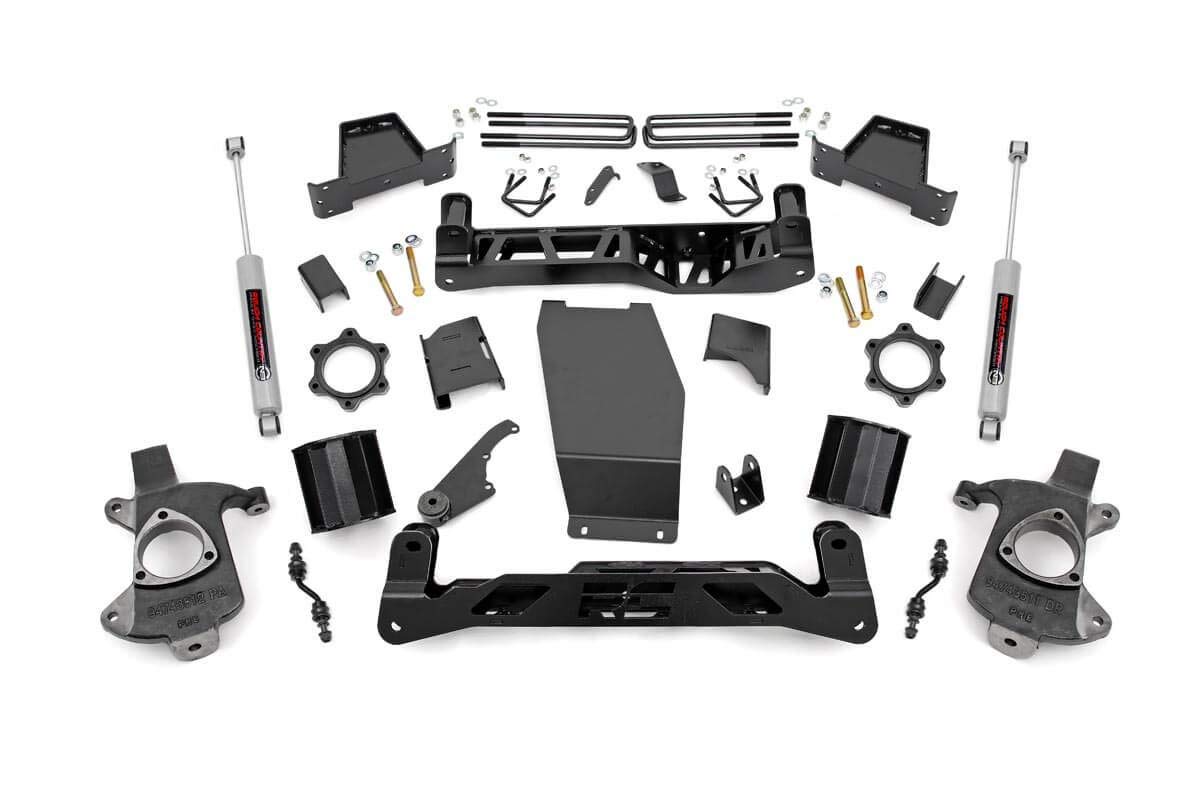 Rough Country 6" Suspension Lift Kit with N3 Shocks/Strut Spacers for Chevy Silverado & GMC Sierra 1500 (2014-2018 w/Stock Cast Alu or Stamped Steel Control Arms)