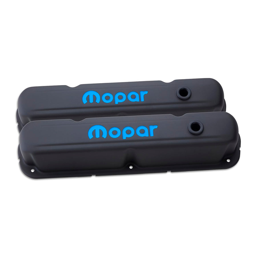 Proform Tall Valve Cover, Baffled, Breather Hole, Mopar Logo, Steel, Black Crinkle