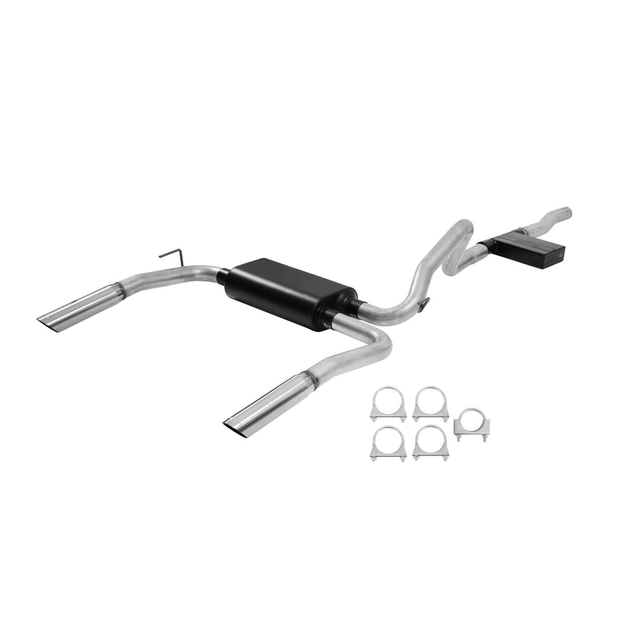 American Thunder Flowmaster 17358 Cat-Back Exhaust Kit 2.5 Inch Aluminized Steel Dual Tailpipes 3 Inch Polished 304 Stainless Tips Compatible with 1998-2002 Chevy Camaro Pontiac Firebird 3.8L V6