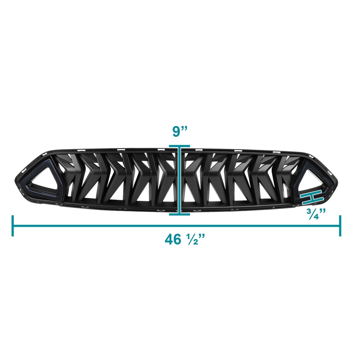 Shark Style Grille Spec-D Tuning w/3D Smoke LED DRL Strip Compatible with 2018-2023 Ford Mustang