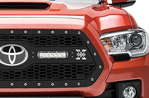 Torch Grille T-Rex Compatible with Tacoma Laser (2018-2021), Black, 1 Pc, Insert, Chrome Studs with (2) 6" LEDs for Toyota, Does Not Fit Vehicles with Camera - PN #7319511