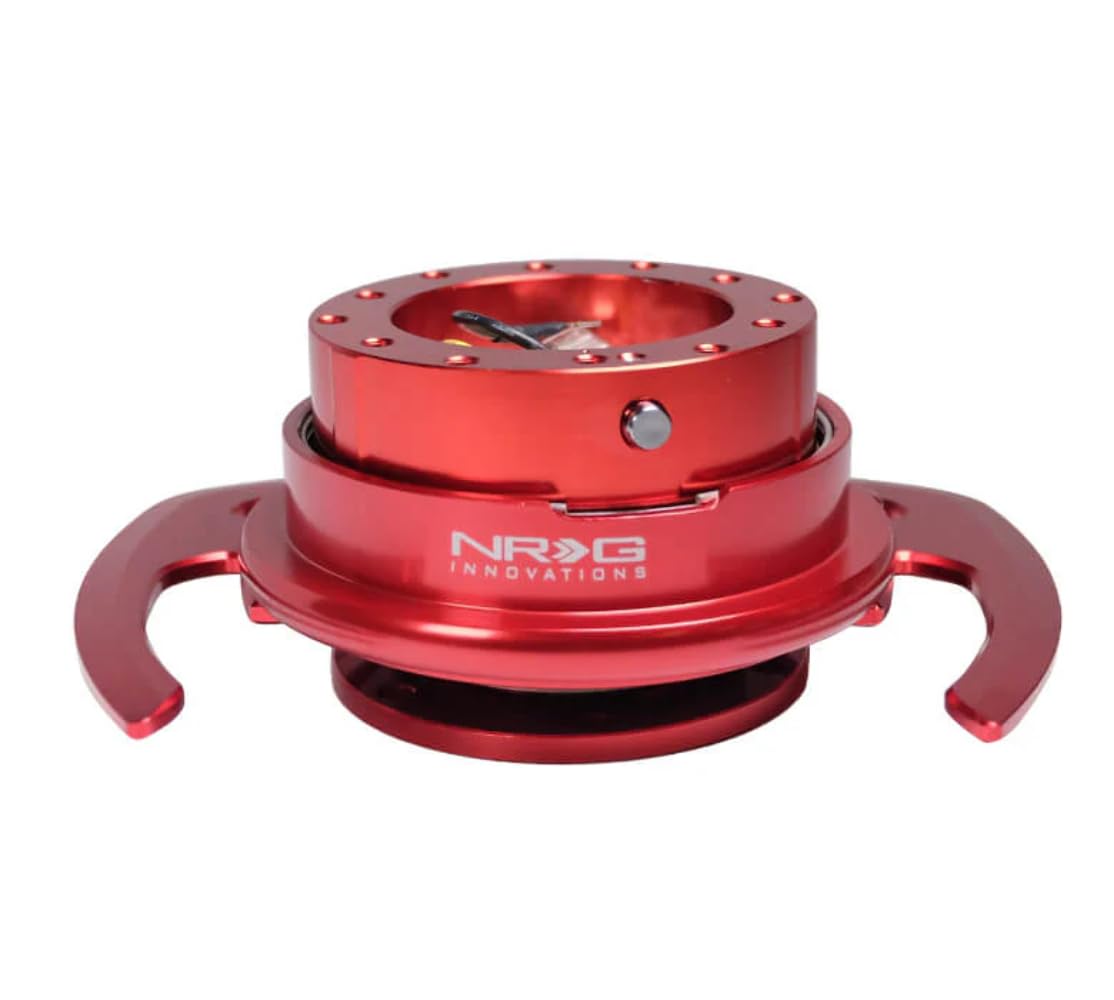 NRG Innovations GEN 4.0 NRG-SRK-700RD Steering Wheel Quick Release Kit Adapter, 6x70 and 6x74mm Bolt Patterns Red Body/Red Ring With Handles