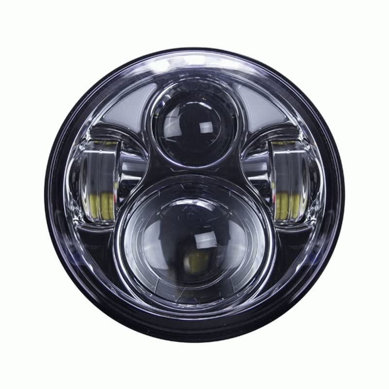 Round Motorcycle Headlights METRA with Silver Face and Partial Hal (BC-561S)