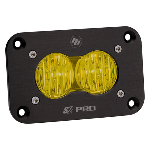 Flush Mount Baja Designs S2 Pro Black LED Light Pod for UTV, Off Road 4x4, Truck, Boat (Wide Cornering Lens; Amber)
