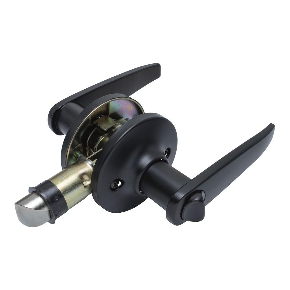 RV Interior Locking Lever Style Global Link Door Knob, Matte Black