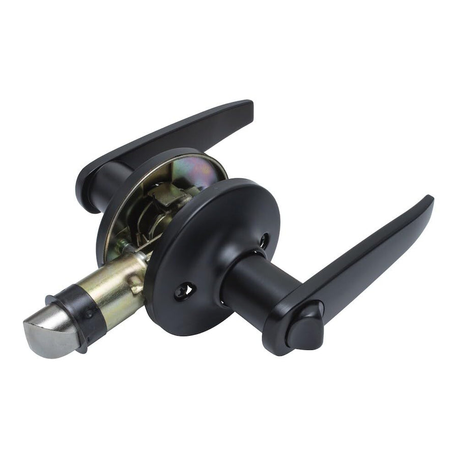 RV Interior Locking Lever Style Global Link Door Knob, Matte Black