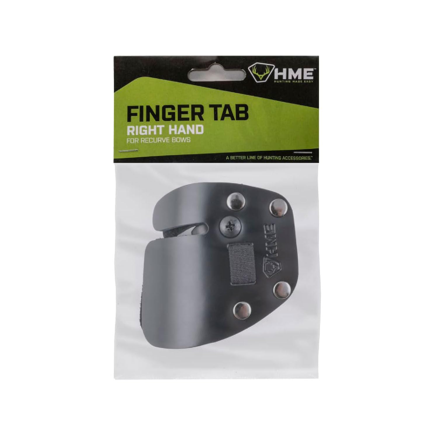 HME Bow Hunting Archery 1/8" Leather Finger Protector Finger Tab for Recurve Bows, Right Hand Only