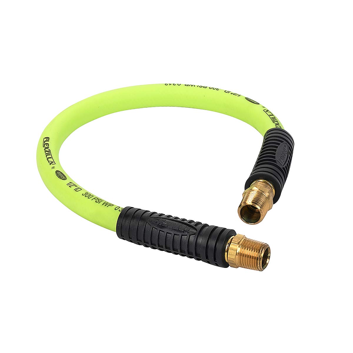 Flexzilla Swivel Air Hose, 1/2 in. x 2 ft. (1/2 in. MNPT Swivel x 1/2 in. MNPT Ends), Heavy Duty, Lightweight, Hybrid, ZillaGreen - HFZ1202YW4S