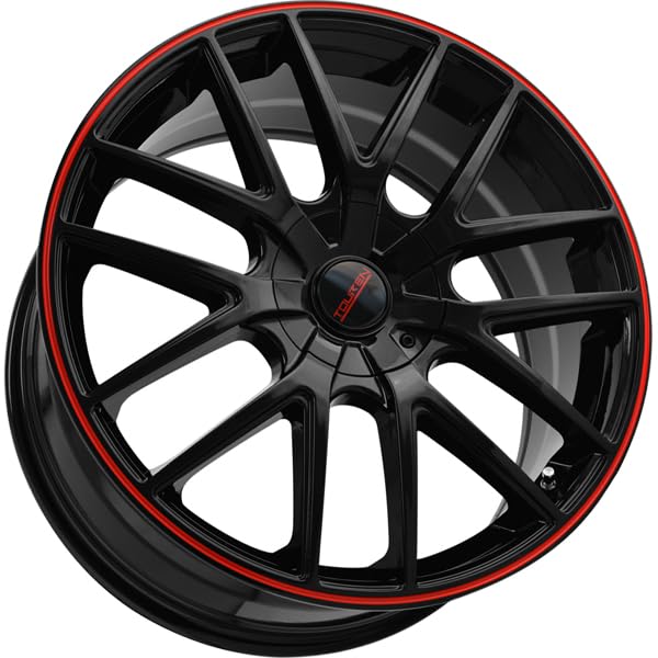 TR60 Touren Black/Red Ring Wheel with Alloy Steel (17 x 7.5 inches /108 x 108 mm, 42 mm Offset)