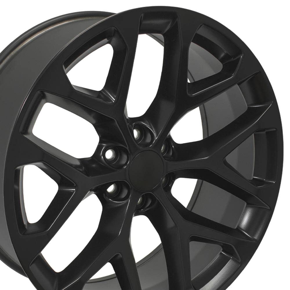 24 Inch OE Wheels CV98B Rim Fits Silverado 1500 Snowflake Style 6x139.7 24x10 Satin Black - Hollander 5668 (1)