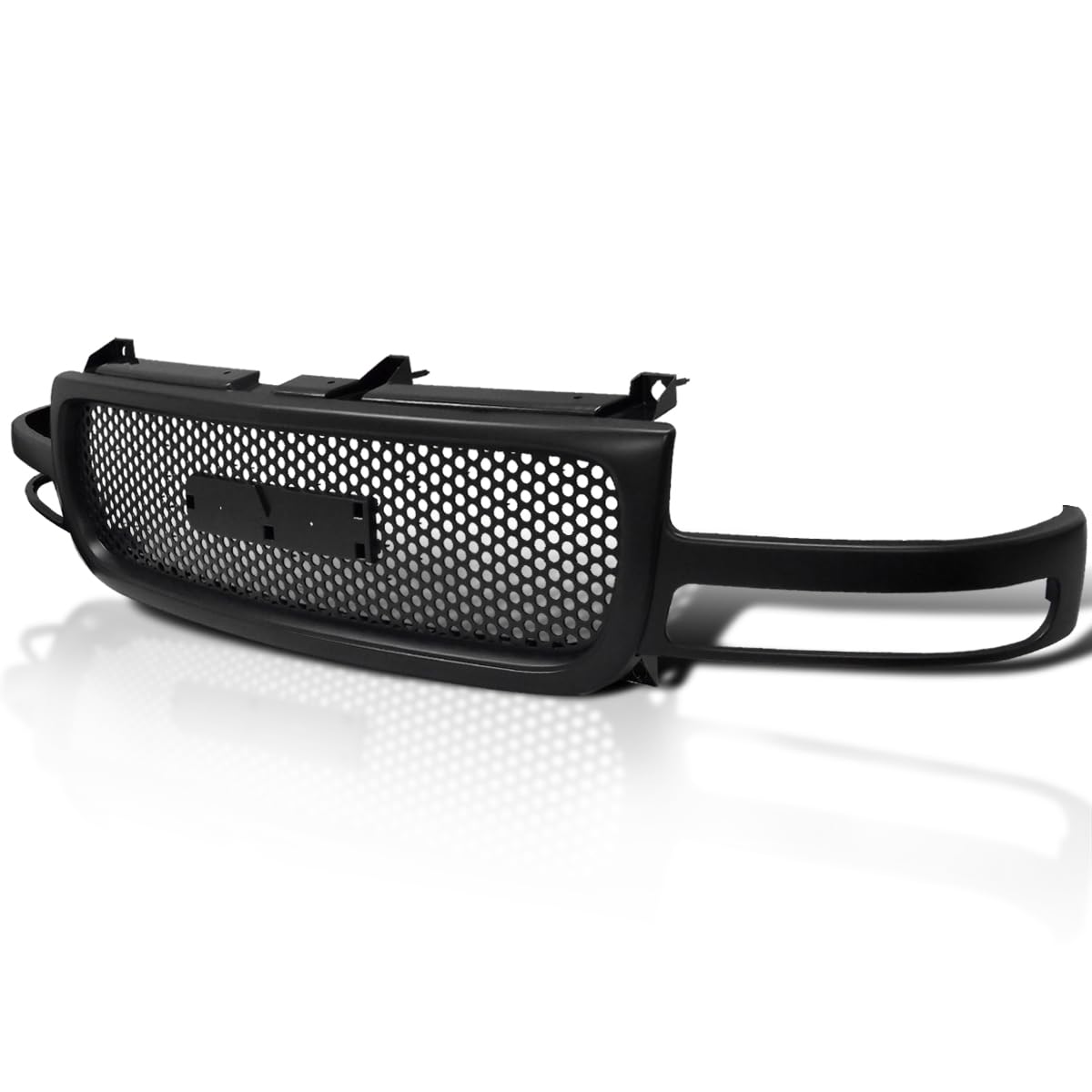 Spec-D Tuning Upper Hood Round Hole Mesh Grill Black Grille Compatible with 1999-2002 GMC Sierra, 2000-2006 GMC Yukon