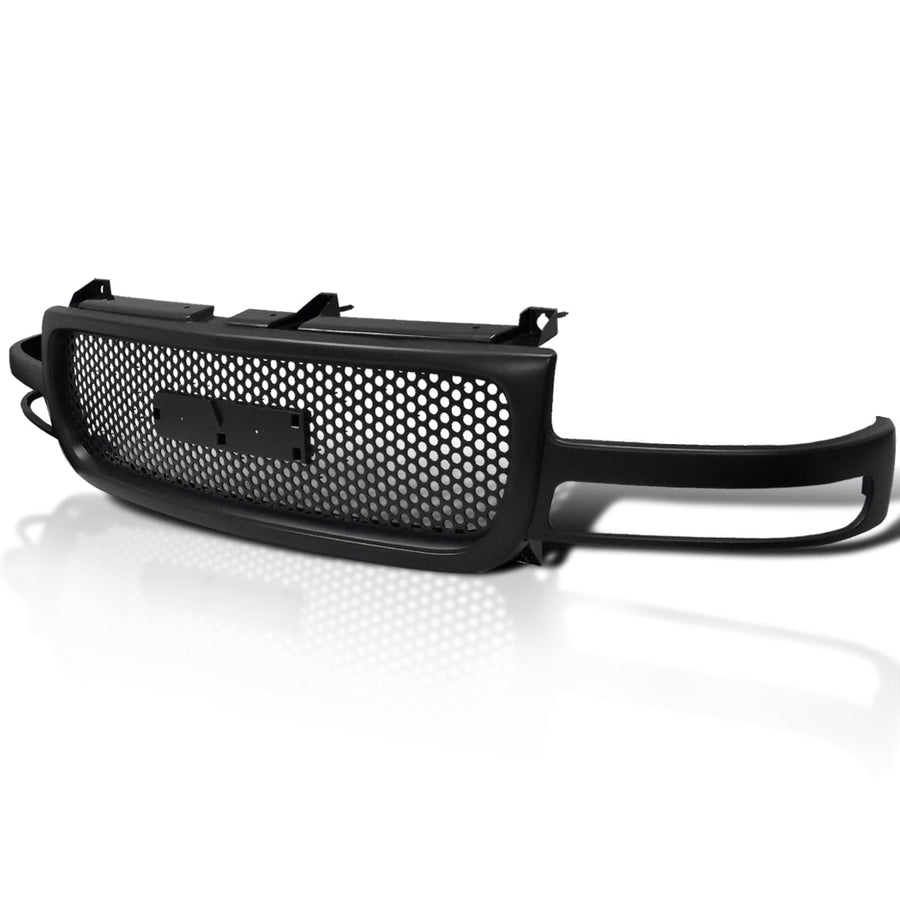 Spec-D Tuning Upper Hood Round Hole Mesh Grill Black Grille Compatible with 1999-2002 GMC Sierra, 2000-2006 GMC Yukon