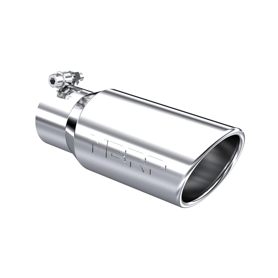 T304 MBRP Angled Rolled End Tip, 4" O.D., 3" Inlet, 10" Length