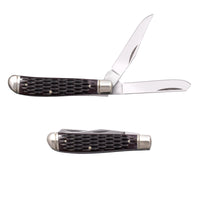 Mini Trapper Cold Steel Versatile Practical Durable Compact Pocket Folding Knife - 2 Blades; Jigged Bone Handle; Slip Joint Lock