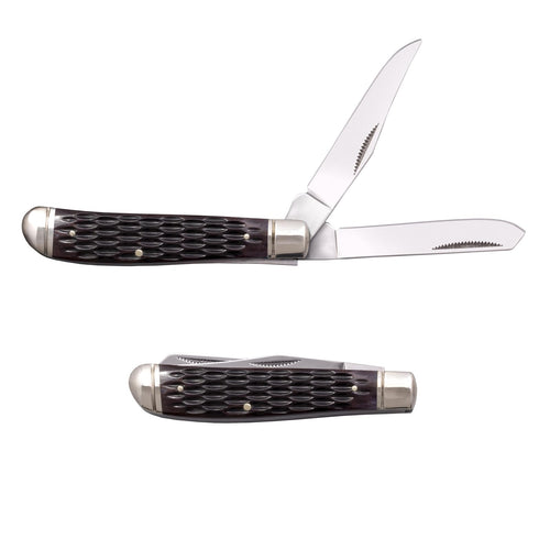 Mini Trapper Cold Steel Versatile Practical Durable Compact Pocket Folding Knife - 2 Blades; Jigged Bone Handle; Slip Joint Lock