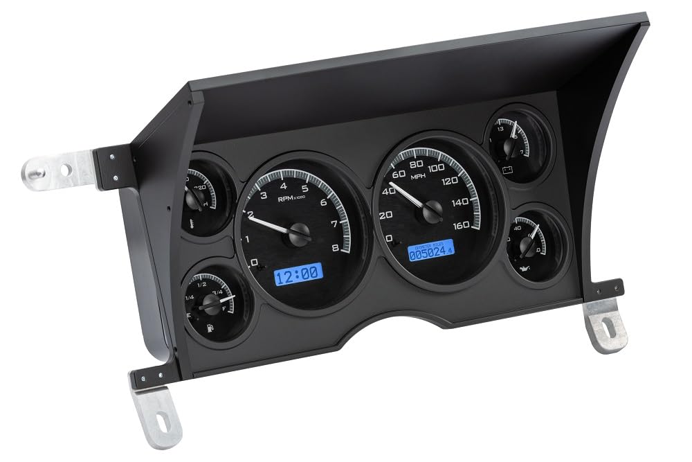 Dakota Digital VHX-86C-S-10-K-B Gauge System Analog Dash Compatible with 1986-93 Chevy/GMC S-10/ S-15 Pickups and 1986-94 S-10/ S-15 Blazers/Jimmy, Black Alloy Style, Blue Backlighting