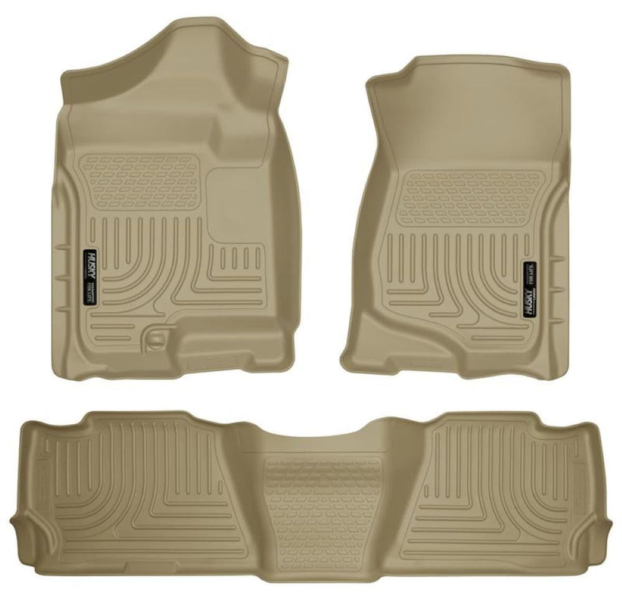 Husky Liners Floor Mats Weatherbeater | Fits 2007-2014 Cadillac Escalade, Chevrolet Tahoe & GMC Yukon | Front & 2nd Row, 3-pc Tan - 98253