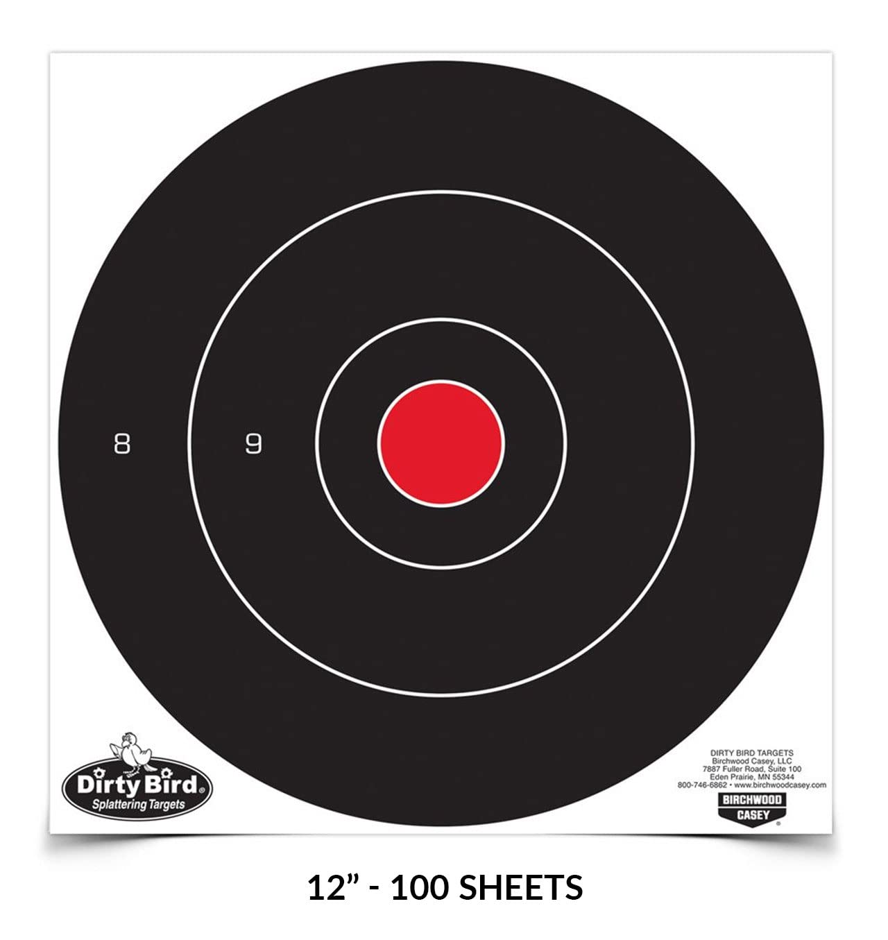 Birchwood Casey Dirty Bird Bulls Eye Splattering Paper Targets (Per 100), 12-Inch